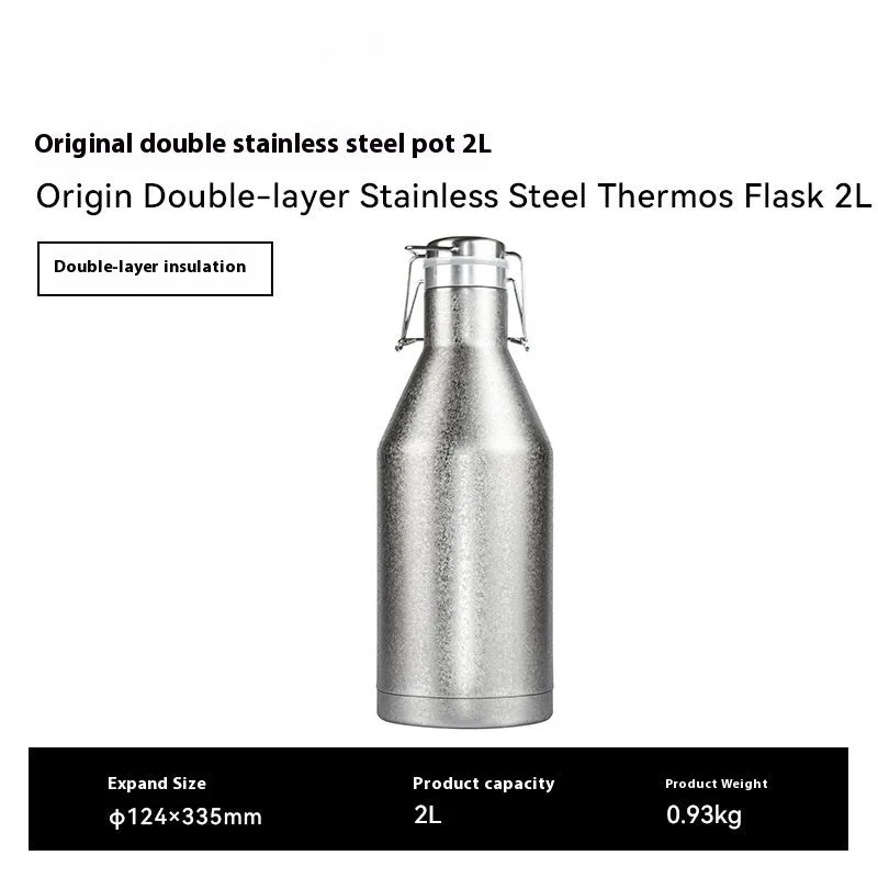 Large capacity stainless steel thermal pot with optional double-layer insulation for outdoor hydration