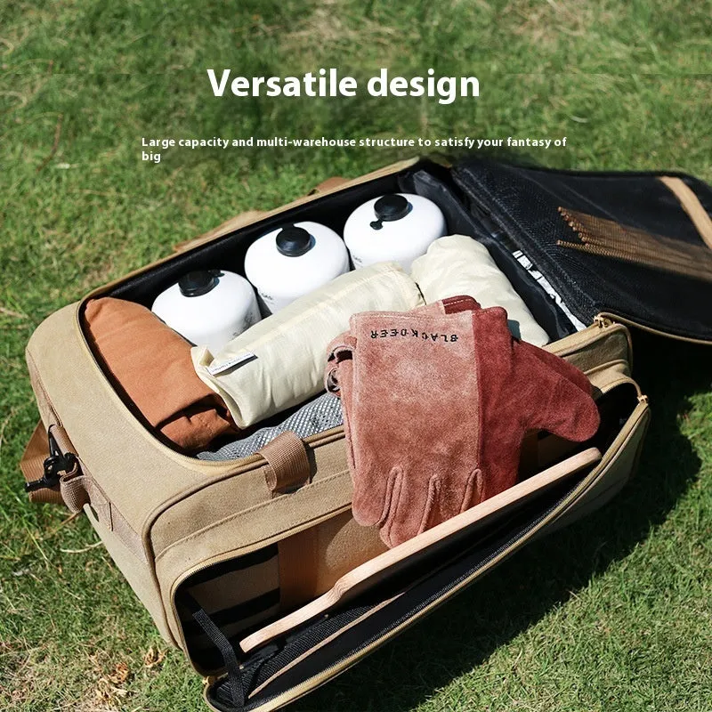 Oxford cloth outdoor picnic storage bag for camping cookware and gas tanks in 16L and 35L sizes.