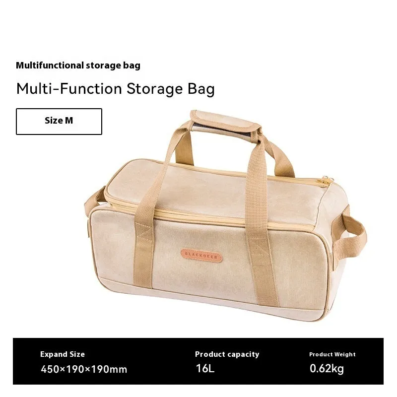 Oxford cloth outdoor picnic storage bag for camping cookware and gas tanks in 16L and 35L sizes.