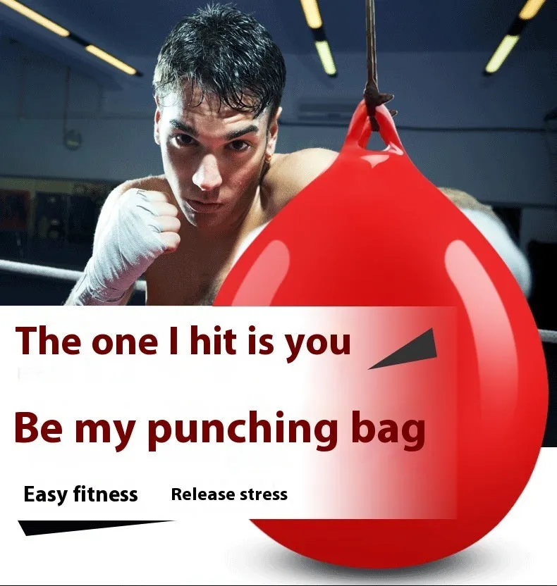 Red water-filled 22cm boxing reaction ball with hook rope for martial arts training