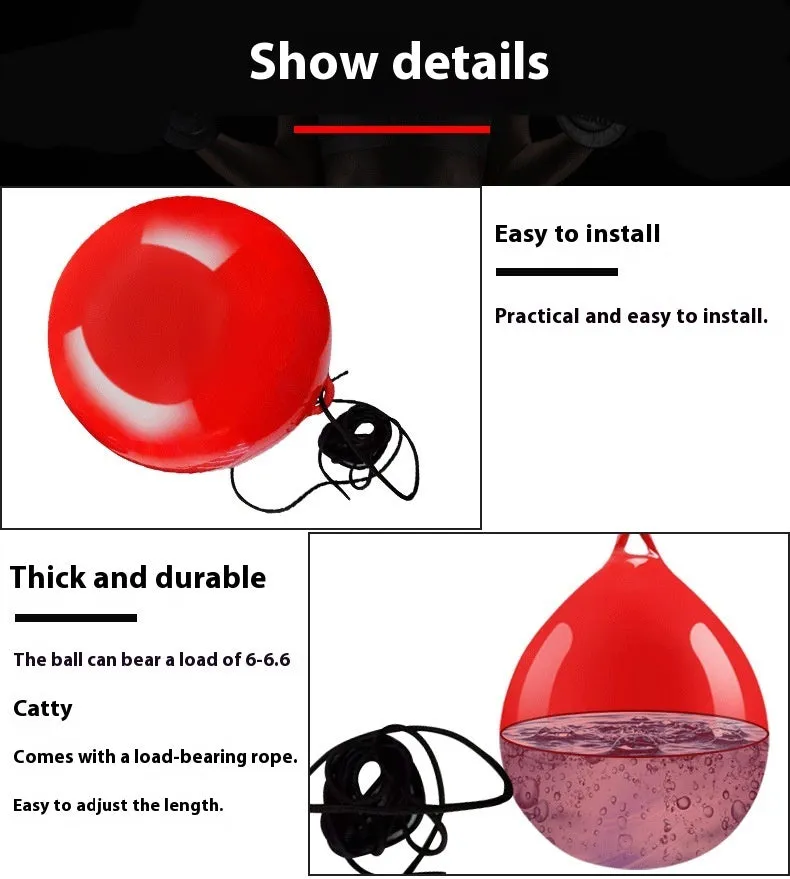 Red water-filled 22cm boxing reaction ball with hook rope for martial arts training