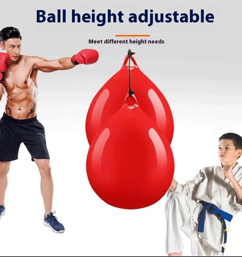 Red water-filled 22cm boxing reaction ball with hook rope for martial arts training