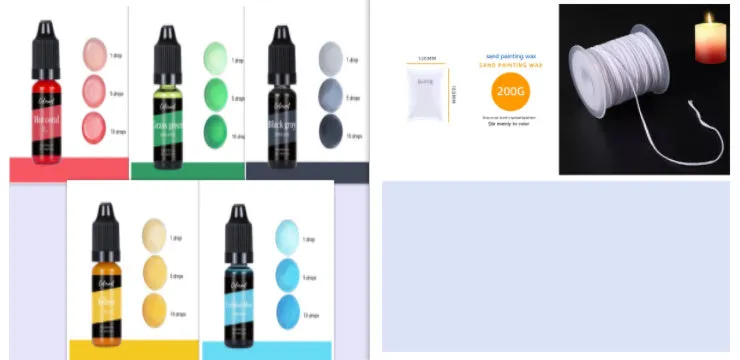 30 colour DIY candle and soap dye concentrate set in 10ml bottles with needle-tip application