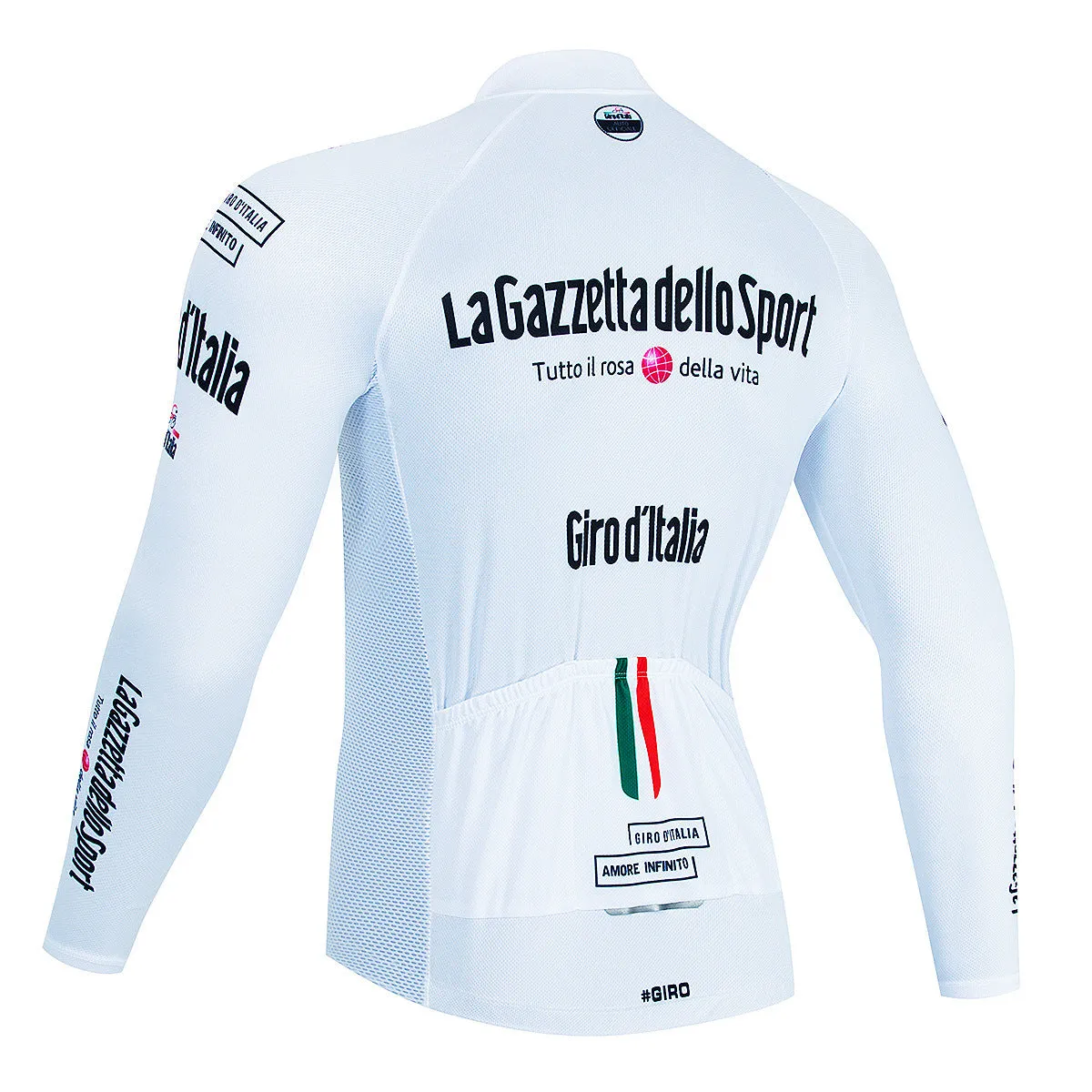Long sleeve mountain bike cycling jersey in a patterned colour, shown on a model.