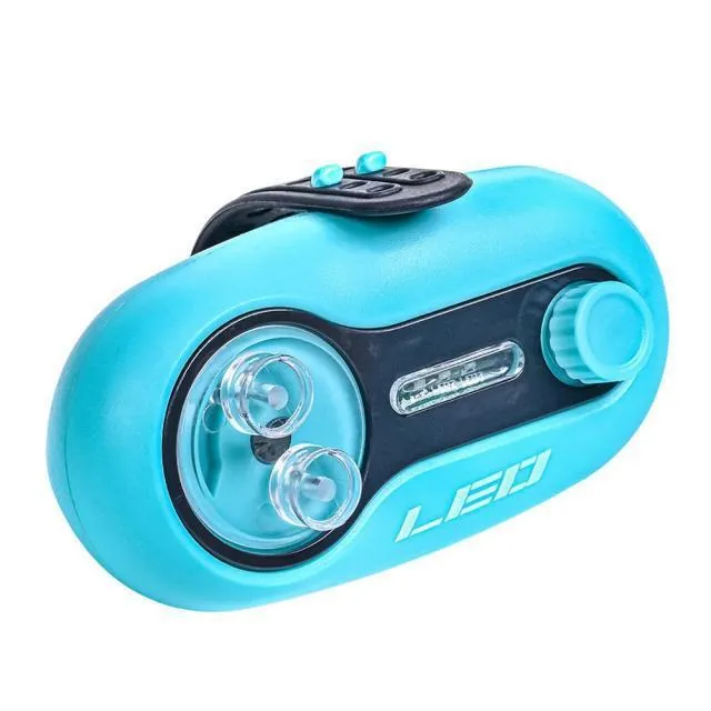 Telescopic fishing rod alarm with night fishing induction lamp in blue wheel style