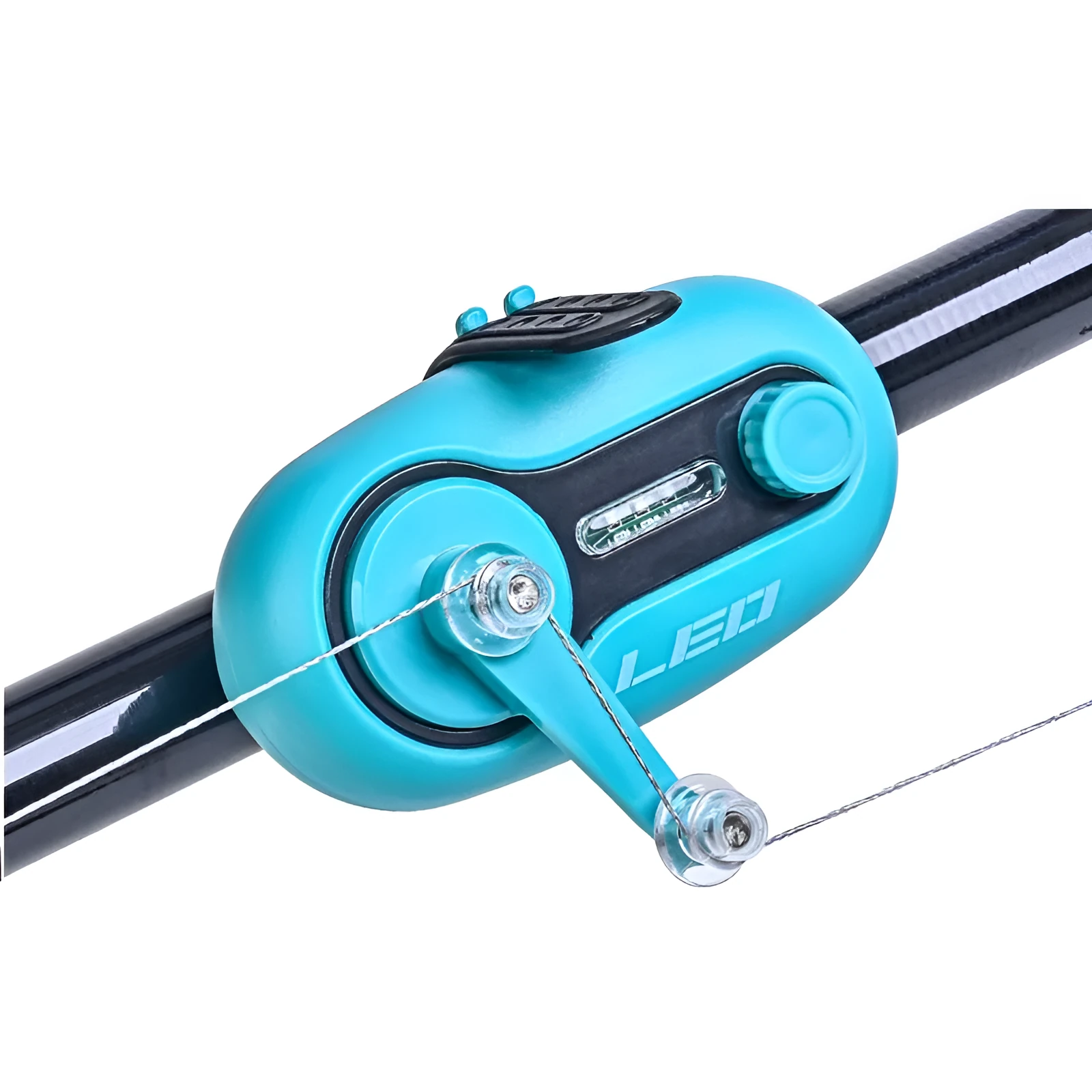 Telescopic fishing rod alarm with night fishing induction lamp in blue wheel style
