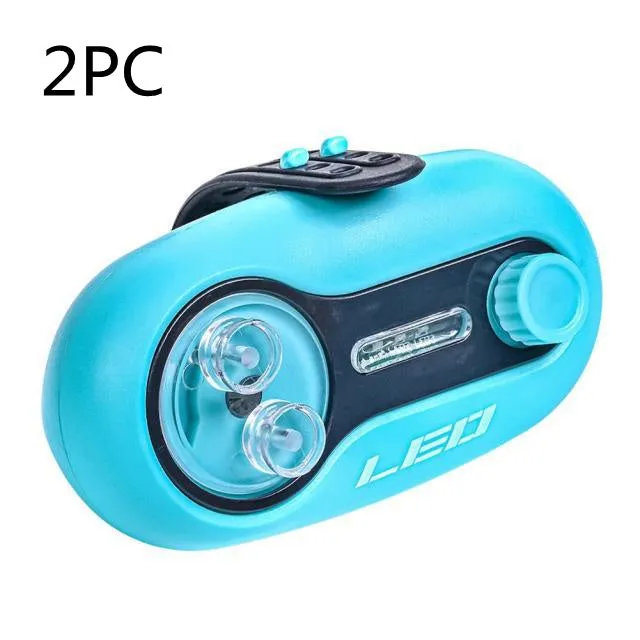 Telescopic fishing rod alarm with night fishing induction lamp in blue wheel style
