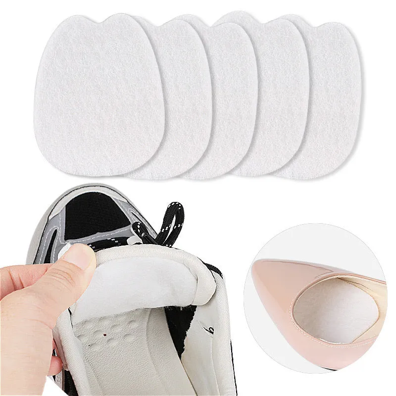 White thin felt anti-wear sticker for shoe tongue protection.
