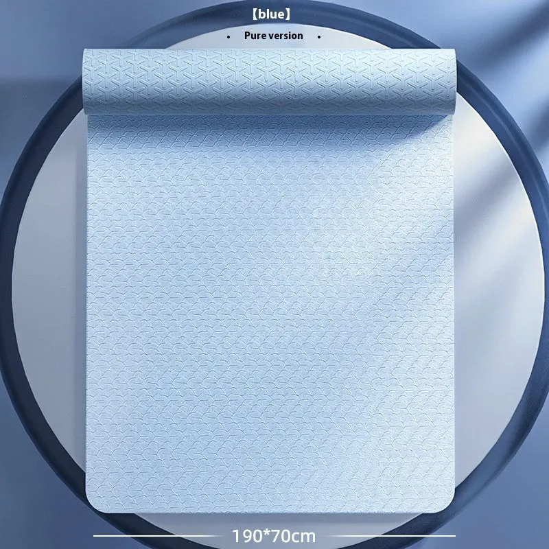 TPE fitness training mat in mint green with alignment guide lines, shown rolled out at 190cm long