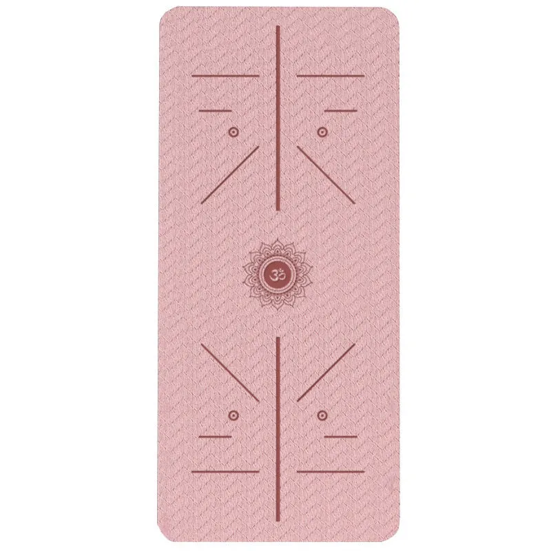 TPE fitness training mat in mint green with alignment guide lines, shown rolled out at 190cm long