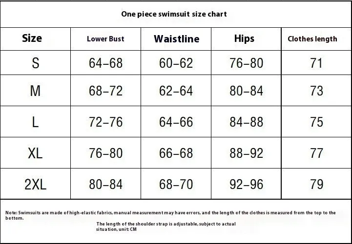 Solid colour one-piece swimsuit for swimming and wading sports, available in multiple sizes.