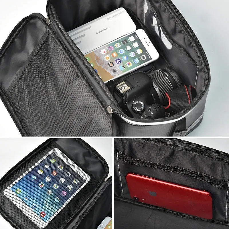 Black waterproof PU leather car bag for bicycle gear storage with 12L capacity
