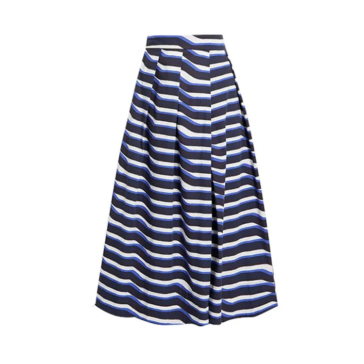 Women's vintage denim style one-piece swimsuit with matching skirt in Y258 colour