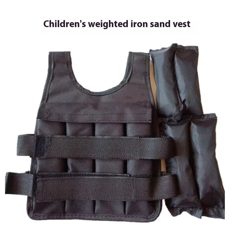 Children's adjustable weight vest with voile blouse construction showing secure closures