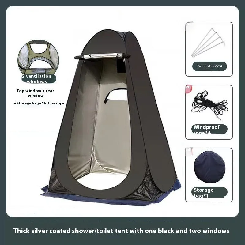Quick-opening outdoor camping changing tent in blue with waterproof silver-coated polyester fabric