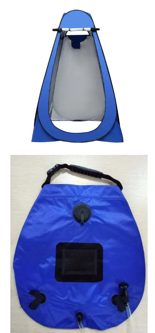 Quick-opening outdoor camping changing tent in blue with waterproof silver-coated polyester fabric