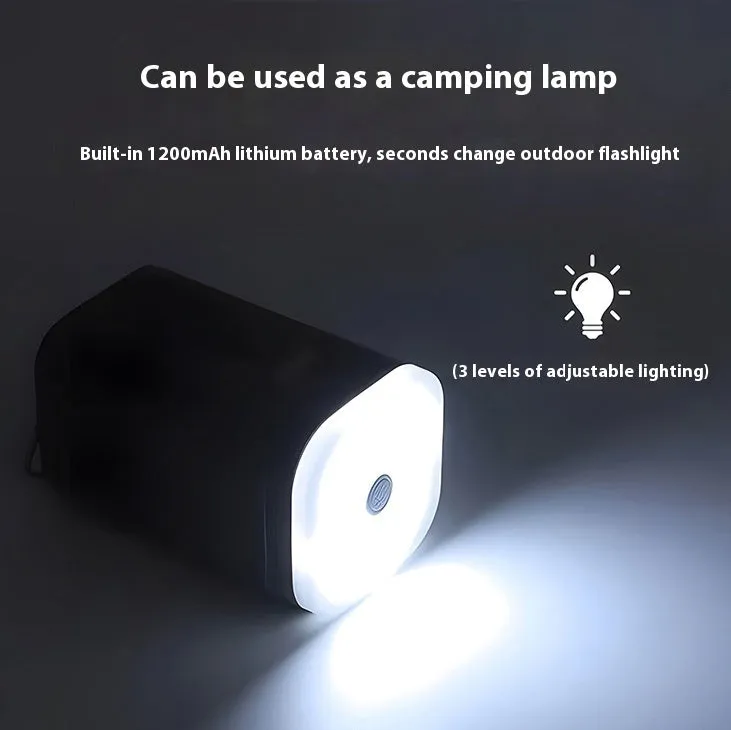 Camping floatation bed device with integrated air pump and lighting functions in Light Green colour