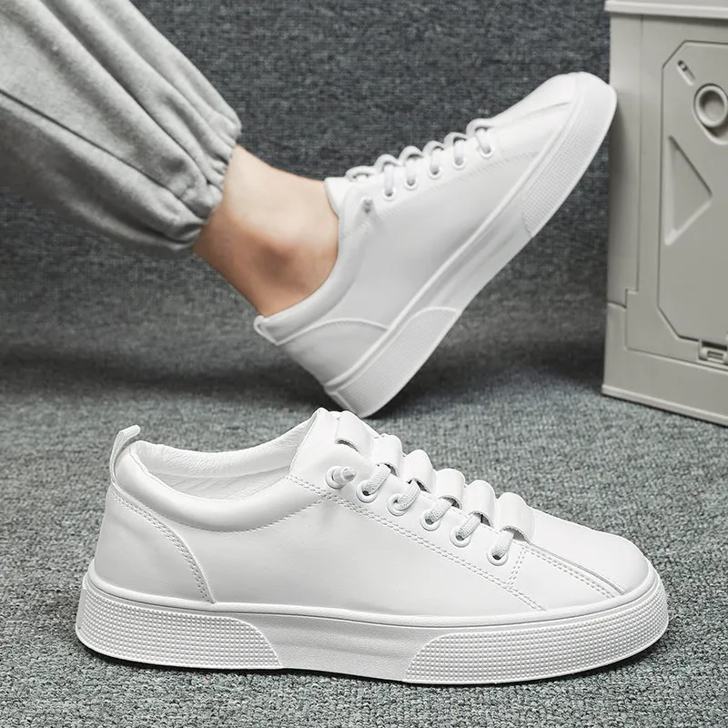Men's black and white sports leisure mesh shoes with synthetic leather upper and PVC sole