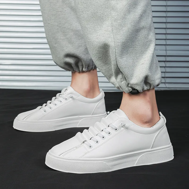 Men's black and white sports leisure mesh shoes with synthetic leather upper and PVC sole