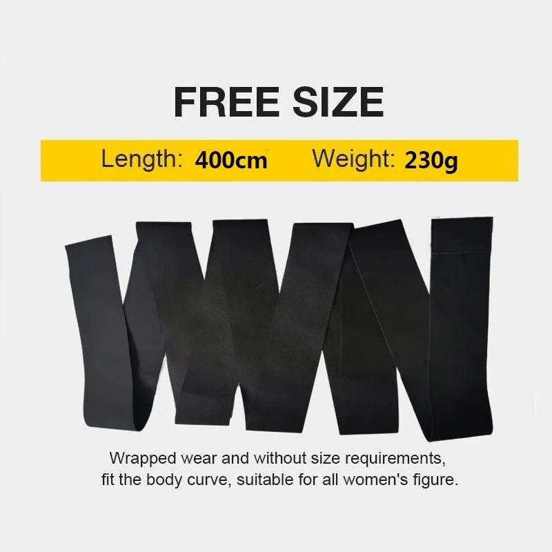 Latex silk waist trainer exercise belt on a 10cm width roll, showing its thickening polyester fabric.
