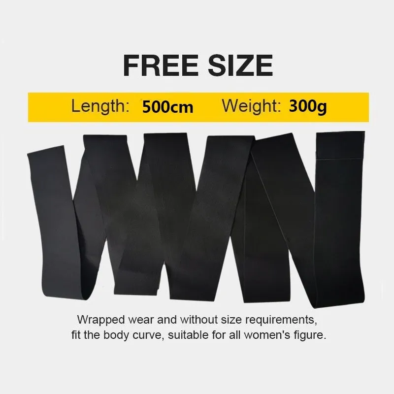 Latex silk waist trainer exercise belt on a 10cm width roll, showing its thickening polyester fabric.