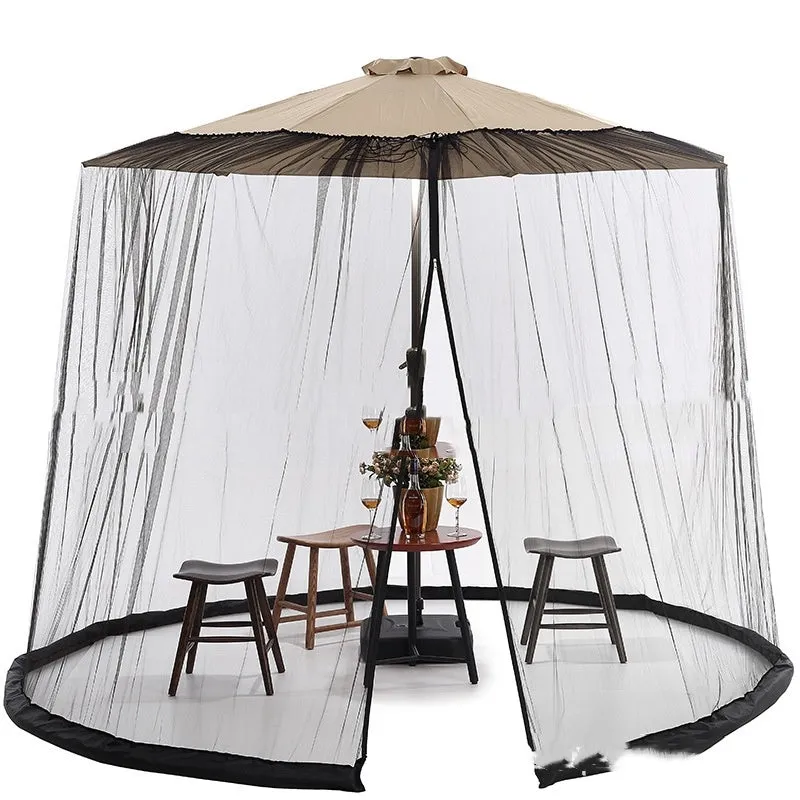 Outdoor mosquito umbrella tent providing portable insect protection with sunshade canopy