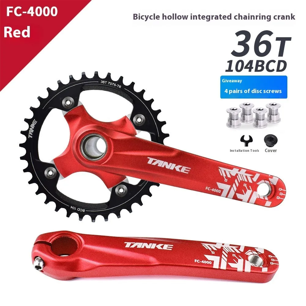 Mountain bike GXP crankset in black, red, or purple with single aluminium chainring and 170mm arms