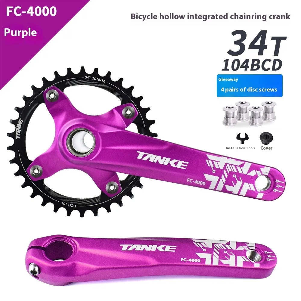 Mountain bike GXP crankset in black, red, or purple with single aluminium chainring and 170mm arms