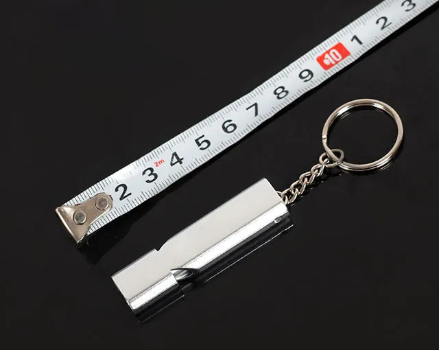 Gold and silver aluminium alloy double hole outdoor survival whistle