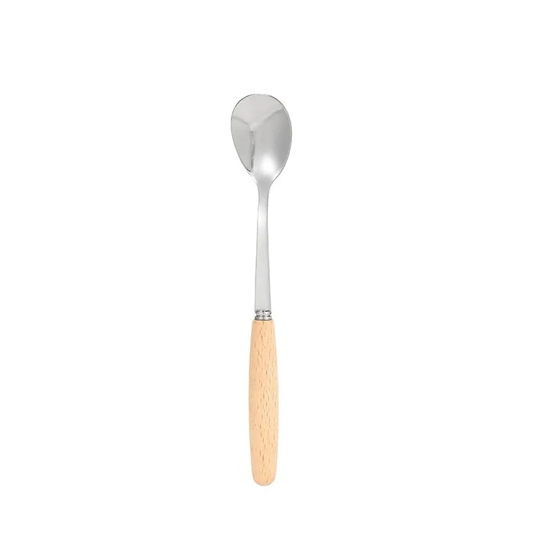 Waxed canvas portable storage bag containing a wooden handle knife, fork, spoon, butter knife, and chopsticks for outdoor dining.