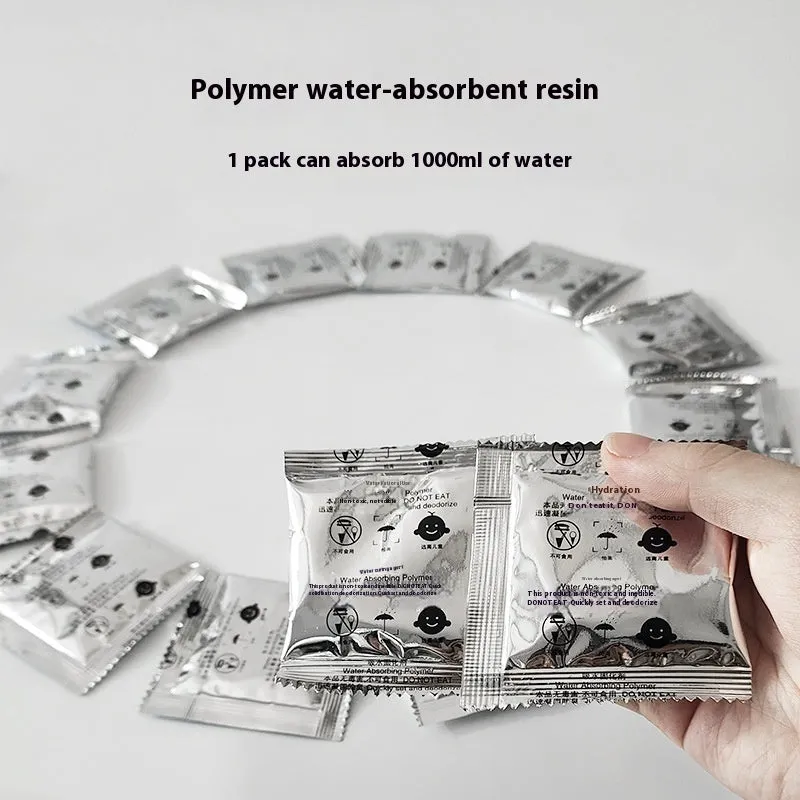 Disposable emergency urine bag kit with black degradable bags and curing agent sachets.