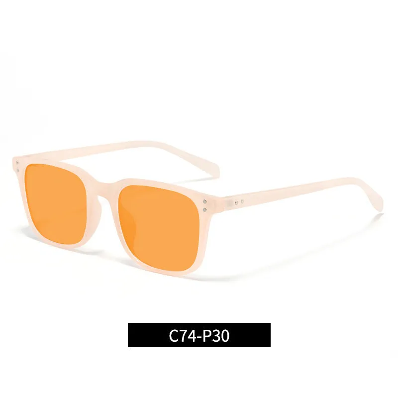 Orange lens blue light blocking glasses with a TR90 frame, shown in one of 11 available colour options.