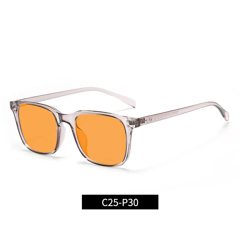 Orange lens blue light blocking glasses with a TR90 frame, shown in one of 11 available colour options.