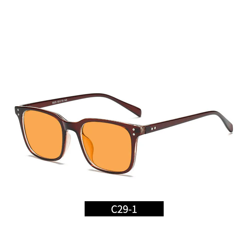 Orange lens blue light blocking glasses with a TR90 frame, shown in one of 11 available colour options.