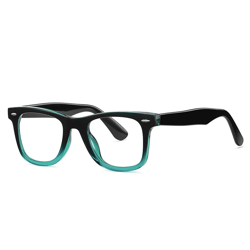 TR90 retro eyeglass frame with anti-blue light lenses in full-frame box style design