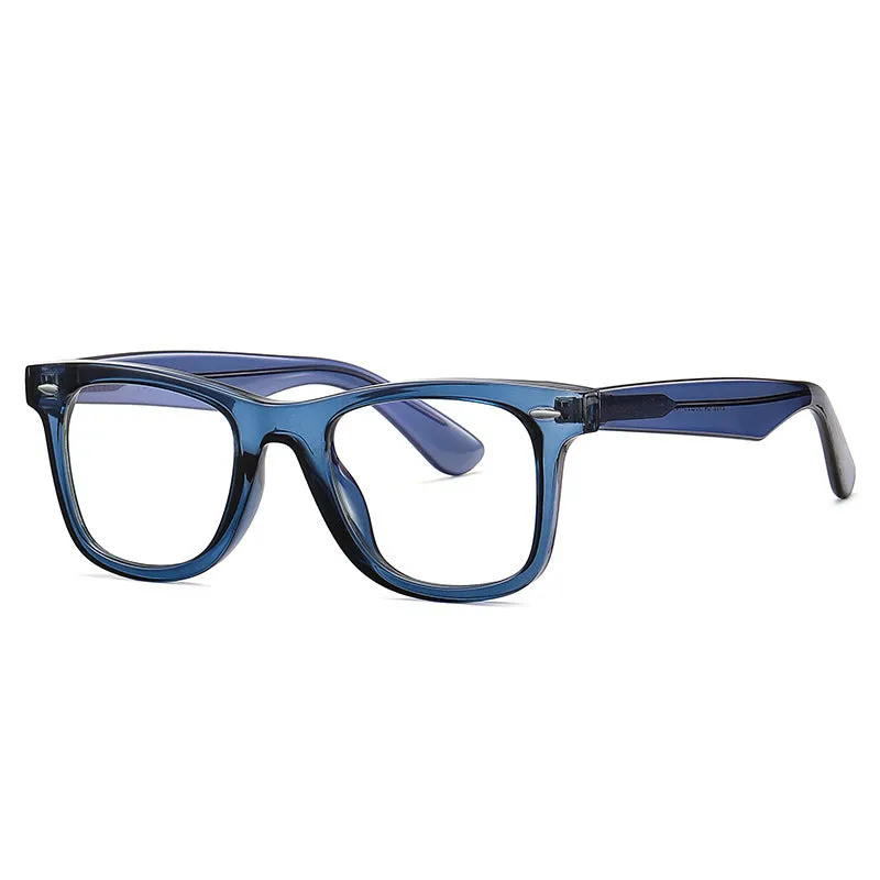 TR90 retro eyeglass frame with anti-blue light lenses in full-frame box style design