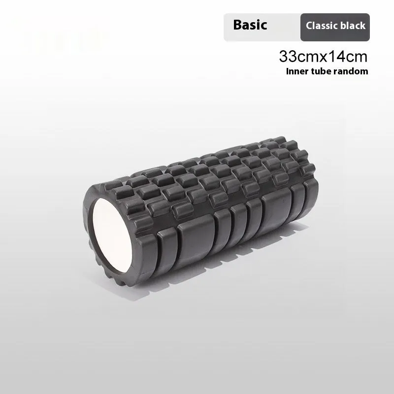 A firm EVA foam roller for fitness and muscle recovery, shown in a selection of colours including pink, blue, and grey.