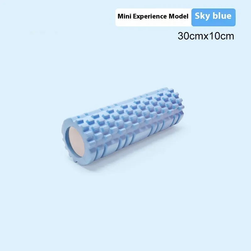 A firm EVA foam roller for fitness and muscle recovery, shown in a selection of colours including pink, blue, and grey.