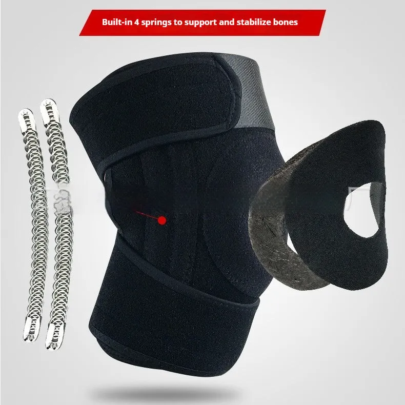 Spring support knee pads for sports with adjustable spring configurations in nylon mercerised cloth