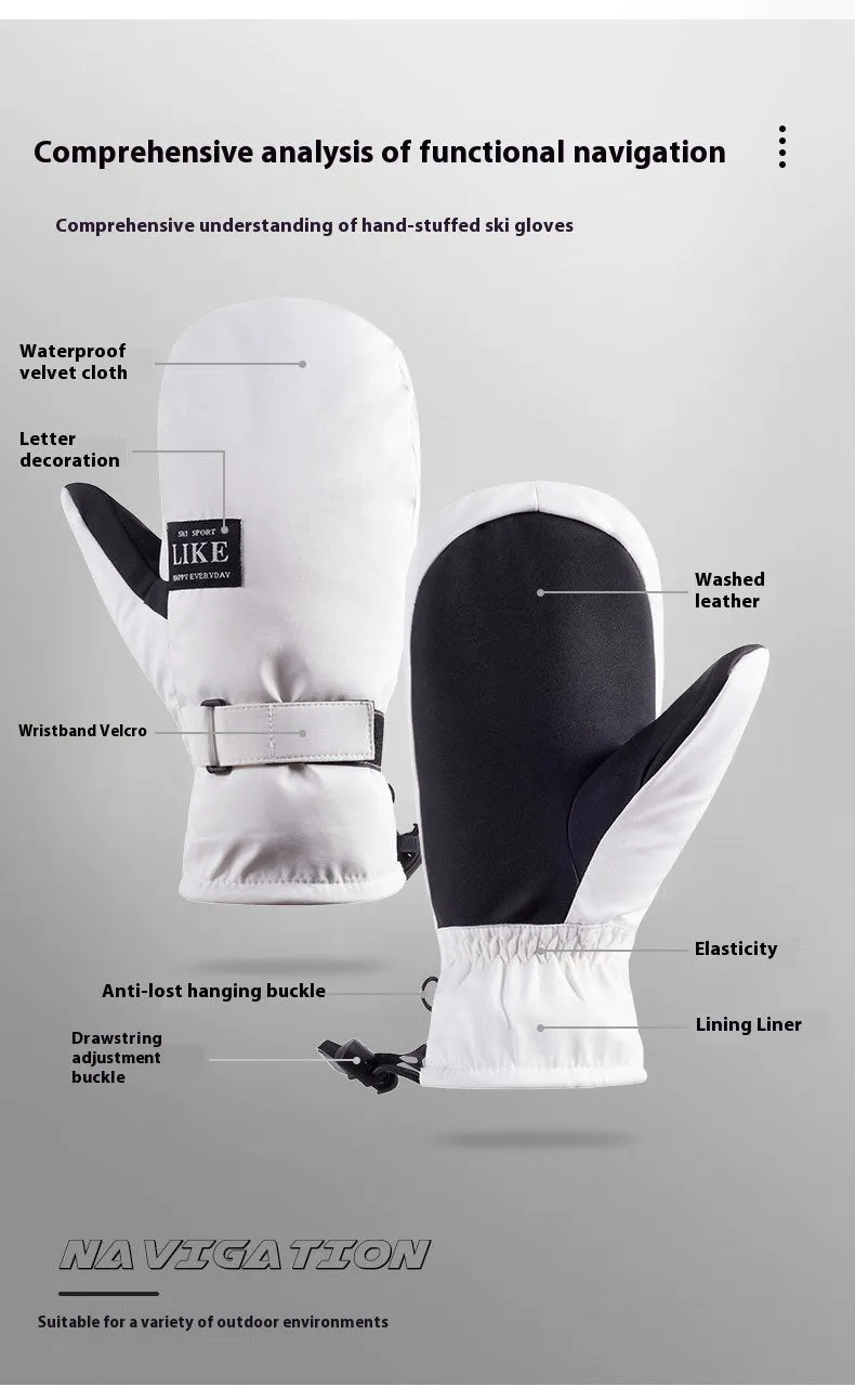 Black cycling mittens with touch screen compatible fingertips for winter riding
