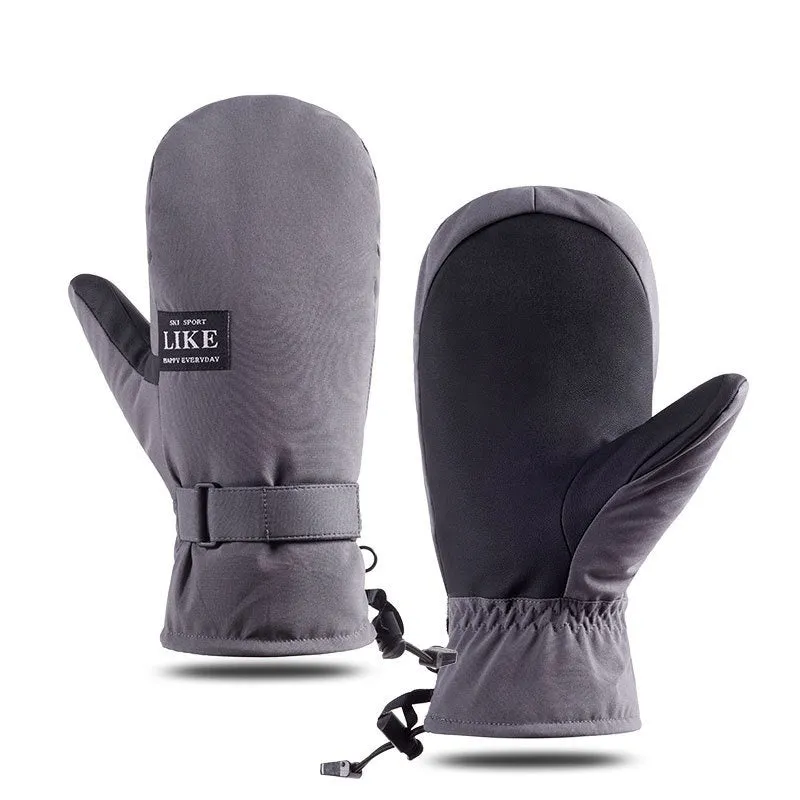 Black cycling mittens with touch screen compatible fingertips for winter riding