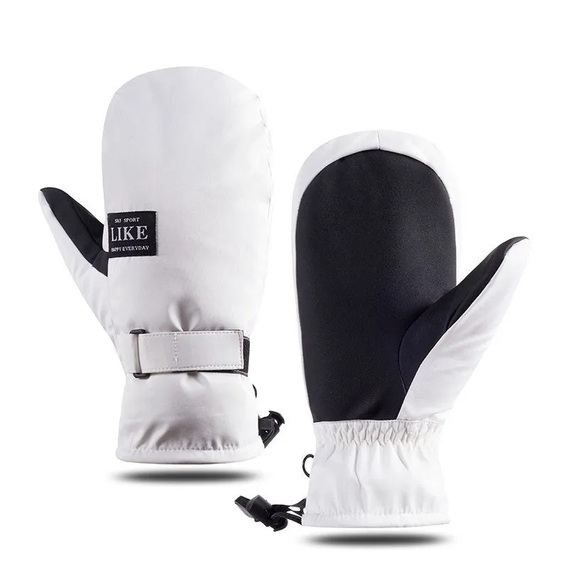 Black cycling mittens with touch screen compatible fingertips for winter riding