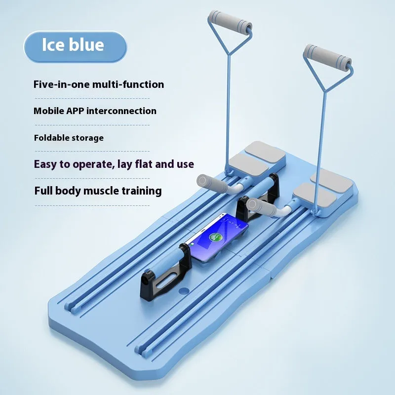 Multi-functional fitness board abdominal wheel equipment in blue colour for home workouts