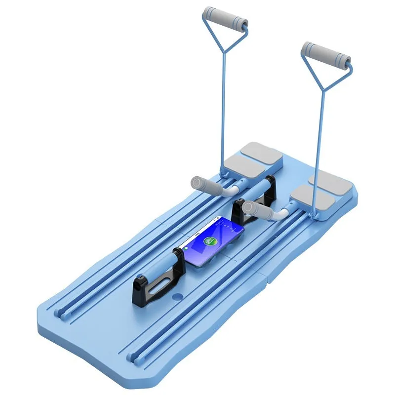 Multi-functional fitness board abdominal wheel equipment in blue colour for home workouts
