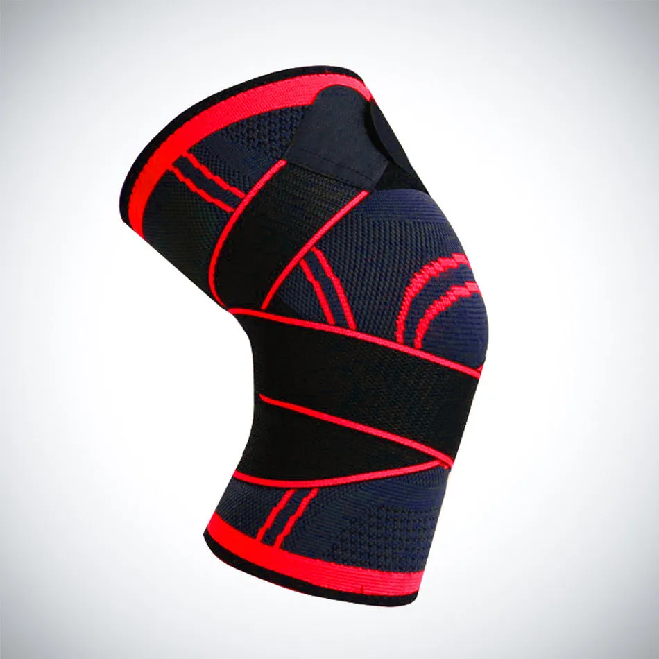 A pair of black non-slip knee pads for sports and fitness activities on a plain background.