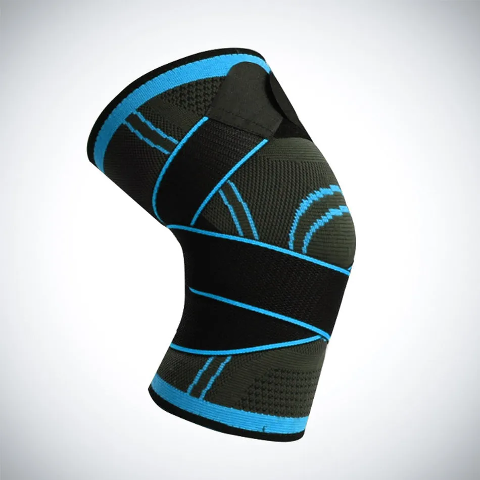A pair of black non-slip knee pads for sports and fitness activities on a plain background.