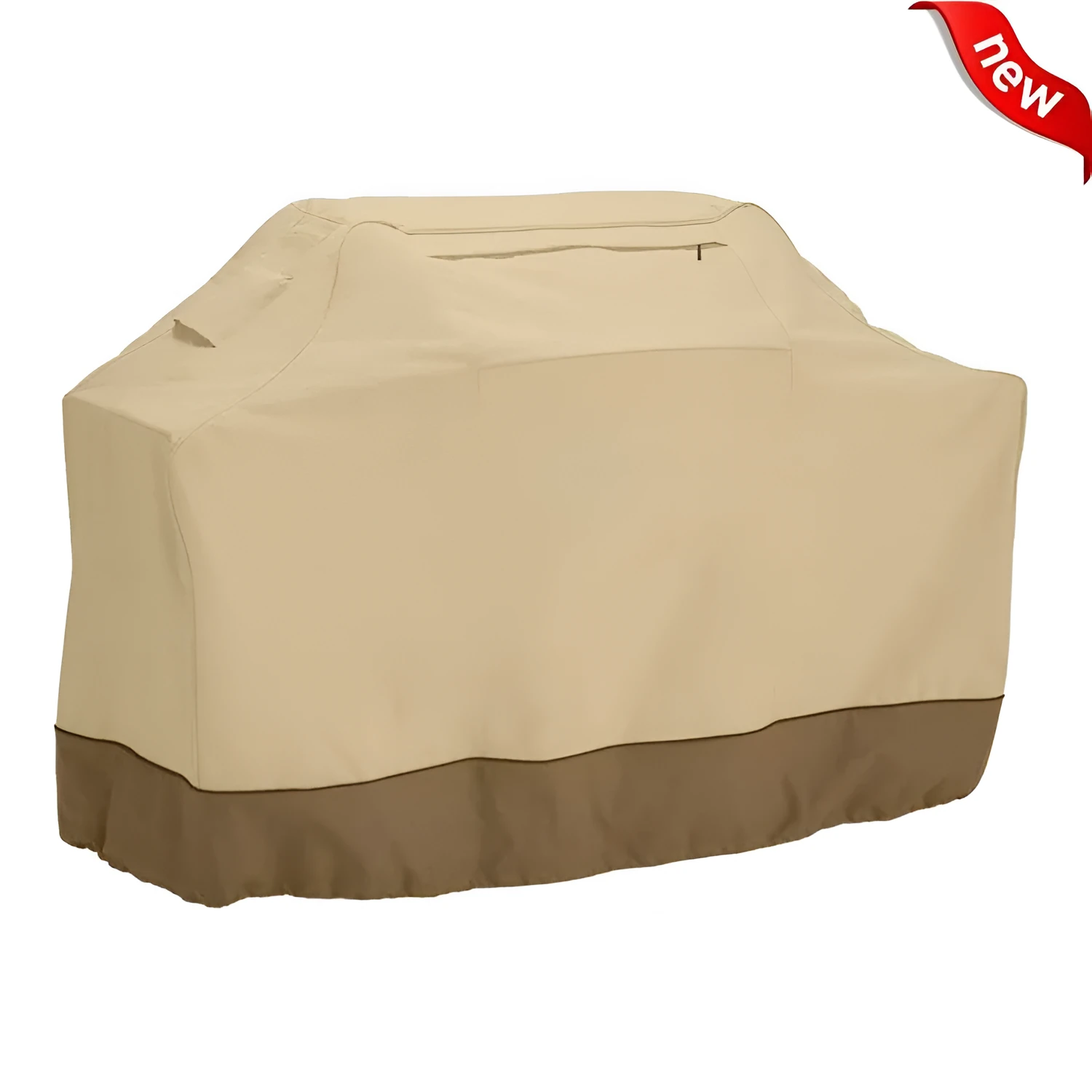 Beige polyester outdoor barbecue cover showing Nordic design with size options for grill protection