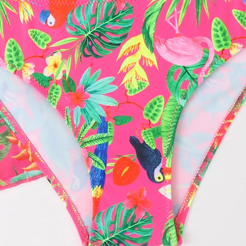 Girls floral bikini swimsuit with split overclothes design for swimming and wading activities