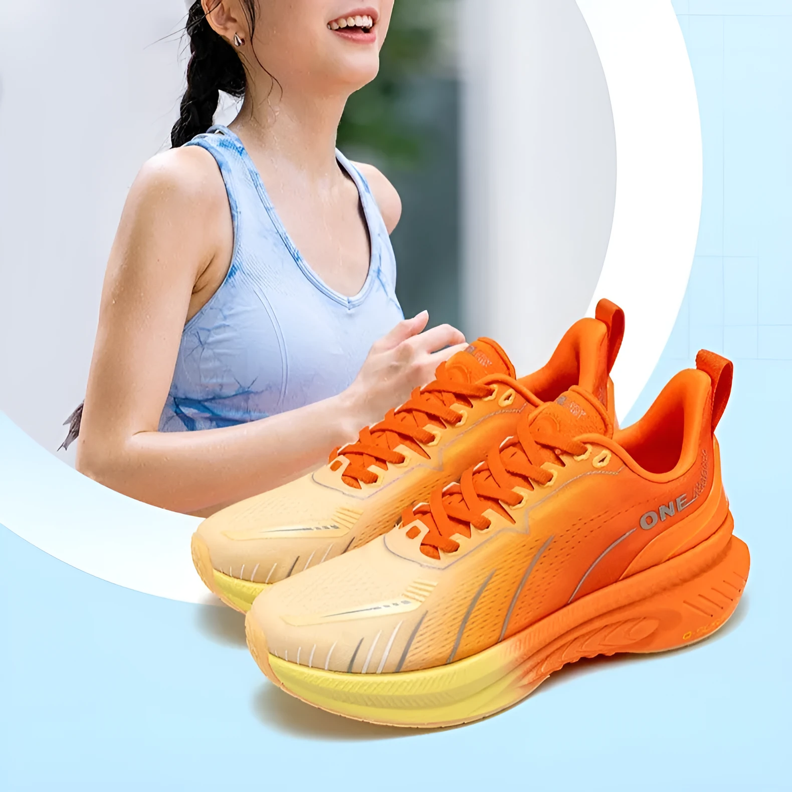 Men's low-top running shoes in assorted colours with PU mesh upper and rubber sole.