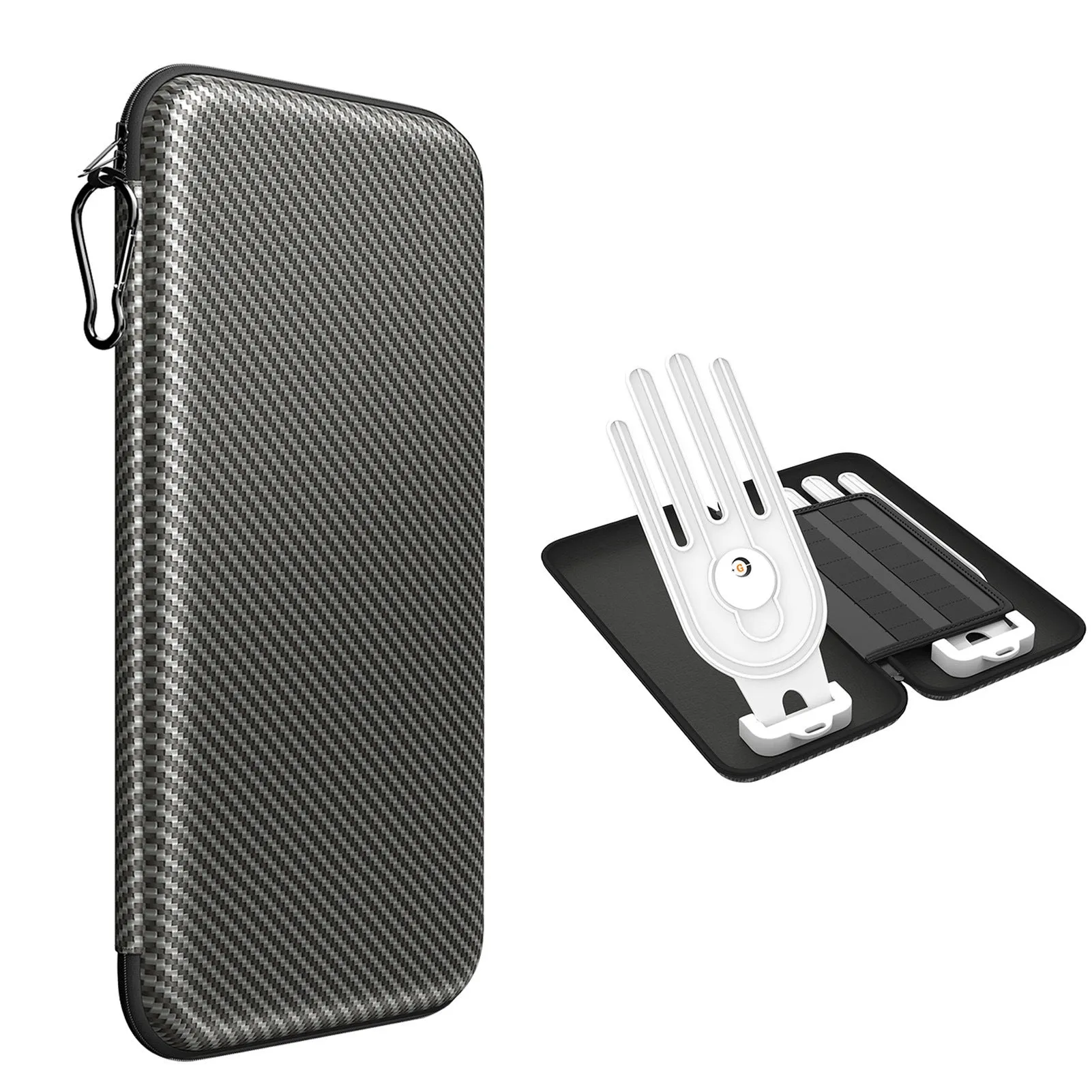 Silver grey golf glove storage bag with two mounting brackets for golf bag attachment